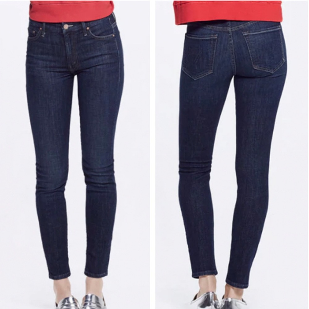 MOTHER HIGH WAISTED LOOKER SKINNY BLUE JEANS CLEAN SWEEP 24